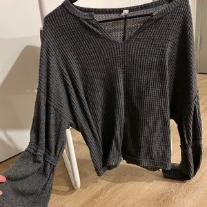 grey thermal lovestich long sleeve top